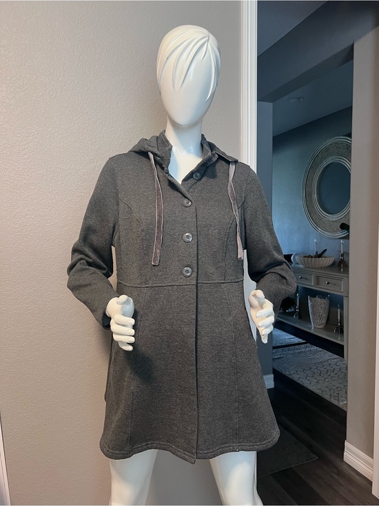 torrid Jackets & Blazers - Torrid  Charcoal Gray Hooded Trench Coat size 0